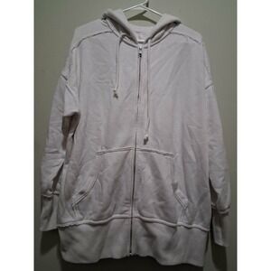 Aerie‎ Oversized Zip Up Hoodie White Size S Leisuewear Comfort Athletic Raw Hem